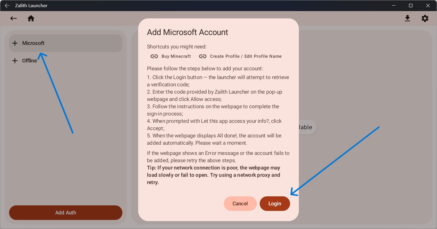Start Microsoft Login